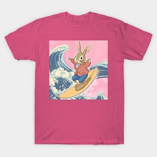 Ocean Waves of a Surfer Doing Surf Tricks on Surfboard Surfing Life of Rabbit T-Shirt